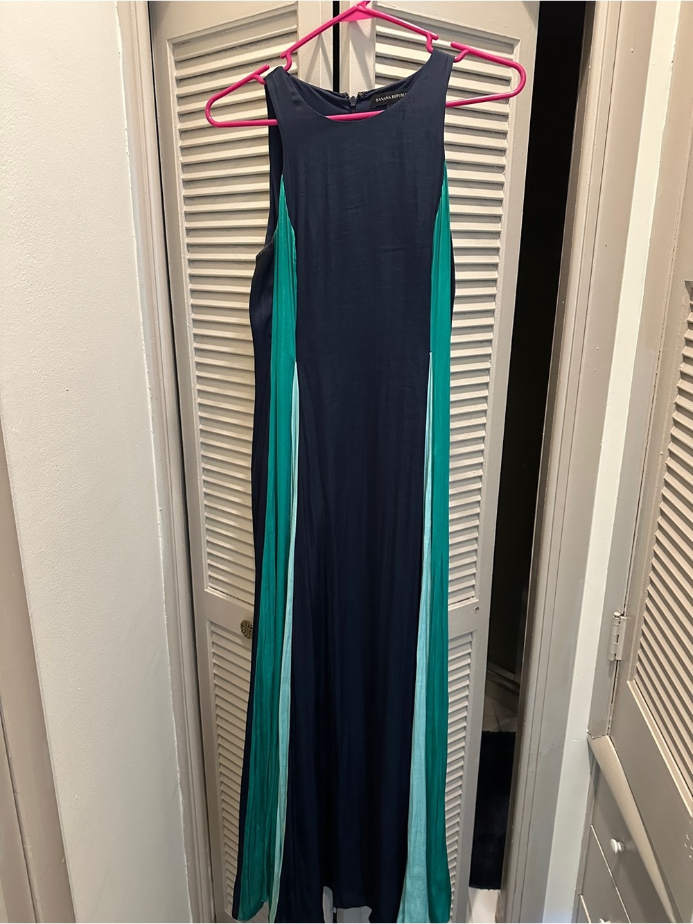 Banana Republic Navy Maxi Dress with Teal & Aqua Panels